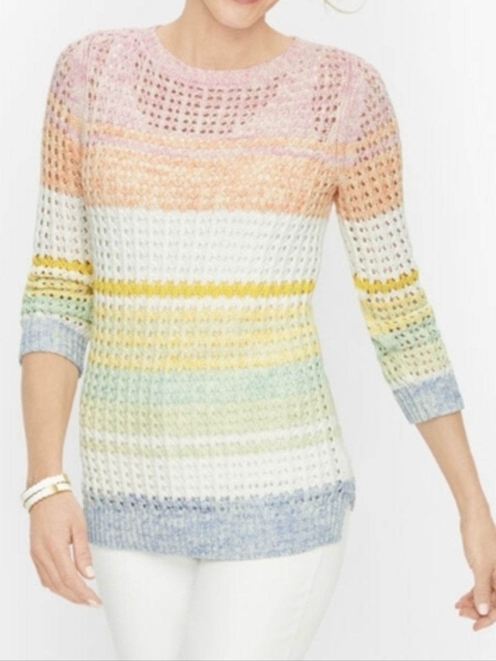 Talbots Pastel Rainbow Knit Sweater....SIZE:M